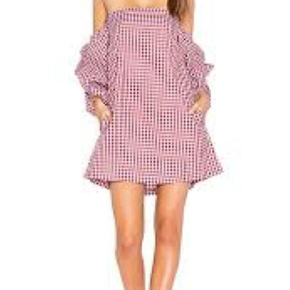 REVOLVE MLM Label Pillar Dress XS Red White Check Gingham Tailgate Summer - Picture 3 of 9